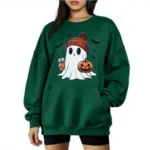 Women's Oversized Halloween Ghost & Pumpkin Sweatshirt