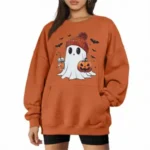 Women's Oversized Halloween Ghost & Pumpkin Sweatshirt - Image 5
