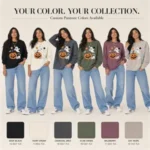 Women's Oversized Printed Fleece Crew Neck Sweatshirt - Image 4