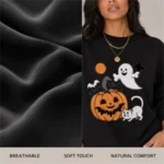 Women's Oversized Printed Fleece Crew Neck Sweatshirt - Image 2