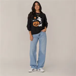 375740797 Women's Oversized Printed Fleece Crew Neck Sweatshirt - Image 1
