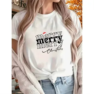 Women's Festive Christmas Printed Casual T Shirt