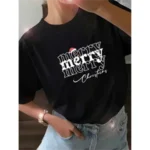 Women's Festive Christmas Printed Casual T Shirt - Image 3