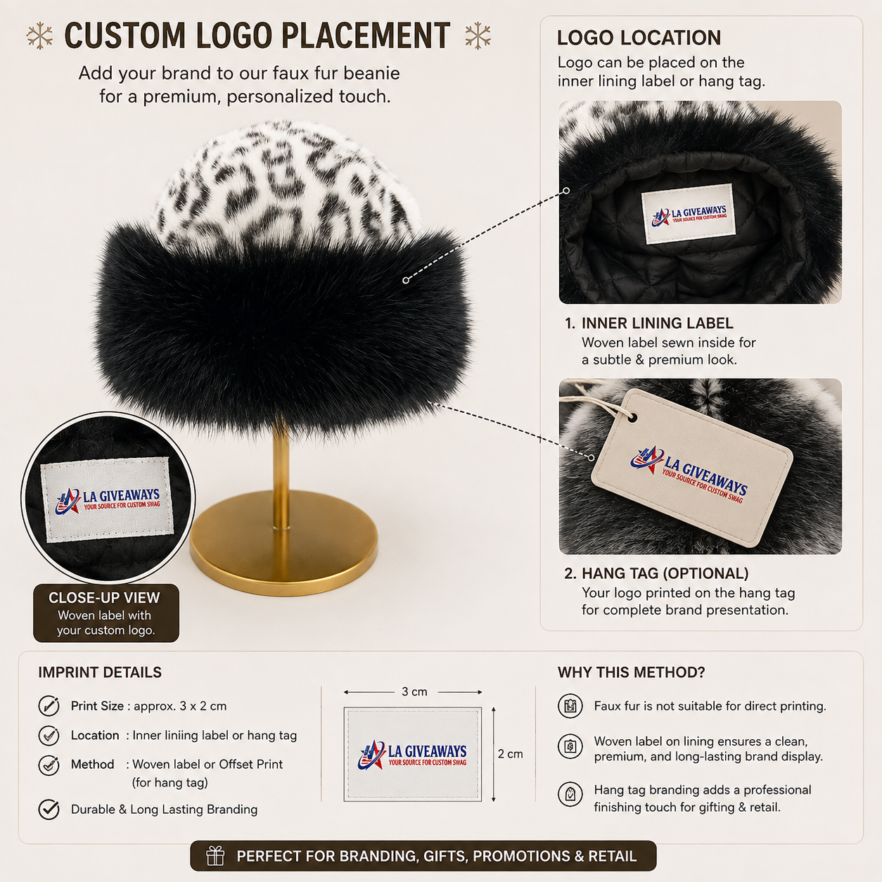BEANIE 1 Luxe faux fur Cossack hat with leopard print & black fur - Image 1