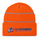 Warm knit cuff beanie with reflective safety stripes