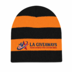 Bold striped knit beanie with a classic rugby look