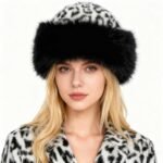 Luxe faux fur Cossack hat with leopard print & black fur - Image 6