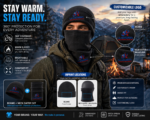 Warm polar fleece beanie & balaclava scarf set - Image 2