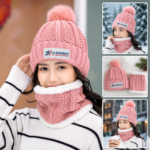 Sparkly red knit beanie & fleece-lined neck warmer set - Image 2
