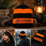 Bold striped knit beanie with a classic rugby look - Image 2