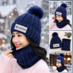 Sparkly red knit beanie & fleece-lined neck warmer set - Image 3