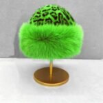 Luxe faux fur Cossack hat with leopard print & black fur - Image 3