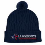 Sustainable cable knit beanie with a plush faux fur pom - Image 4