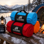 Customized Soft polar fleece travel blanket with carry strap - Image 2