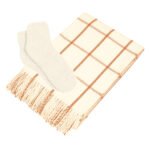 Windowpane throw blanket paired with plush fuzzy socks - Image 2