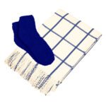 Windowpane throw blanket paired with plush fuzzy socks - Image 3