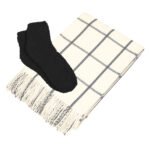 Windowpane throw blanket paired with plush fuzzy socks - Image 4