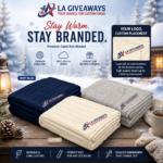 Elegant navy cable knit chenille blanket with custom logo - Image 4
