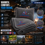 2-in-1 travel blanket & pillow pouch with luggage clip - Image 5