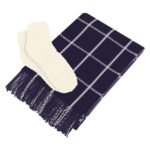 Windowpane throw blanket paired with plush fuzzy socks - Image 5