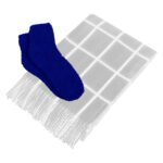 Windowpane throw blanket paired with plush fuzzy socks - Image 6