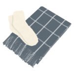 Windowpane throw blanket paired with plush fuzzy socks - Image 7
