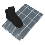 Windowpane throw blanket paired with plush fuzzy socks - Image 8