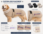 Windproof dog jacket with fleece collar & buckle harness
