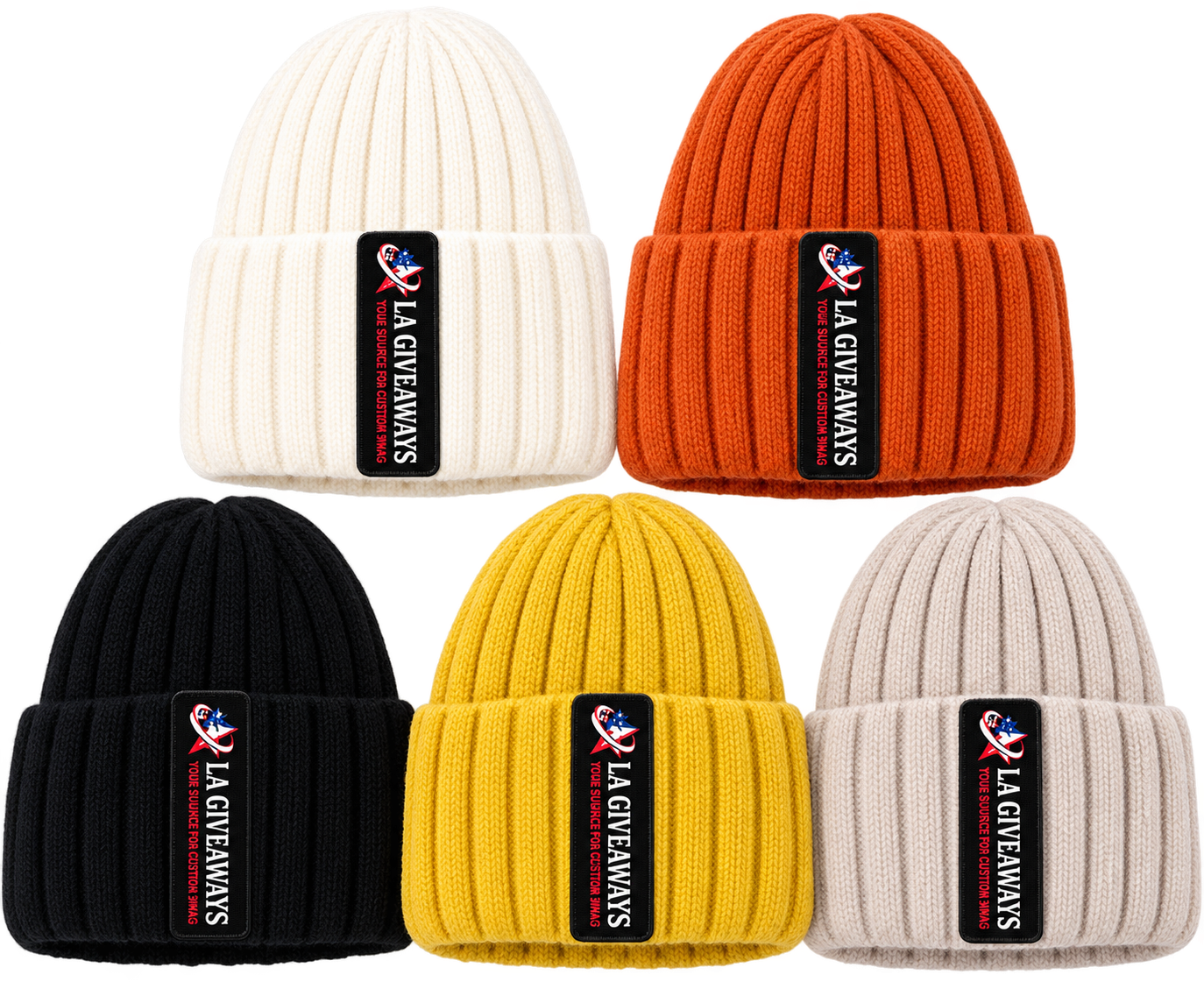 HAT 1 Ribbed knit beanie with woven patch logo - Image 1