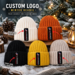 Ribbed knit beanie with woven patch logo - Image 2