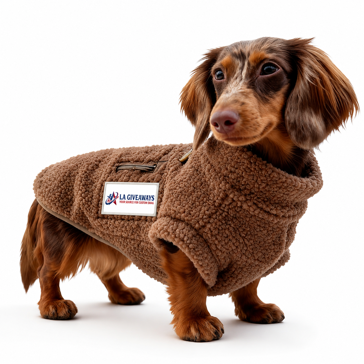 PET 1 Cozy fleece dog coat with zip pocket & leash D-ring - Image 1