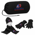 Winter set with beanie, gloves & scarf in a drawstring pouch