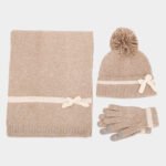 Cozy 3pcs knit set: pom beanie, scarf & touchscreen gloves - Image 7