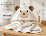 Soft bamboo hooded baby bath towel with cute bear ears