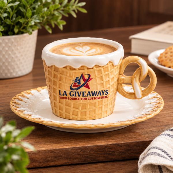 Custom Logo 300ml 3D Waffle Ceramic Mug & Saucer Set
