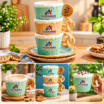 Custom Logo 300ml 3D Waffle Ceramic Mug & Saucer Set - Image 7