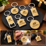 Custom Logo Wooden House Shape Promotional Keychain Gift - Image 7