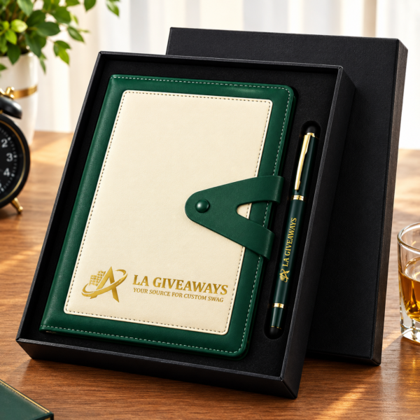Custom Logo Luxury A5 PU Leather Buckle Notebook Gift Set