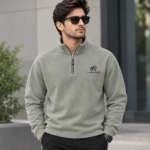 Custom Logo Oversized Fleece Quarter-Zip Windbreaker - Image 3